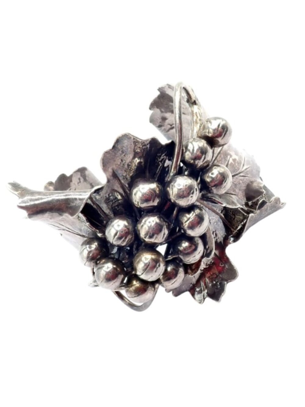 Rare! Vintage Mario Buccellati Silver Berry Leaf Branch Wide Cuff Bracelet